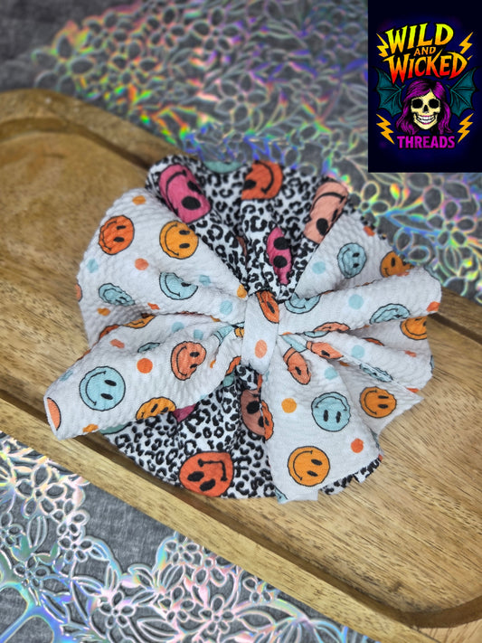 Leopard & Smiley Scrap Bow